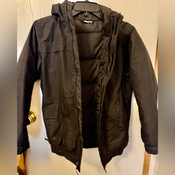 North Face Boys Black Hooded Zip Insulated Winter Jacket L(14/16) - Picture 1 of 5